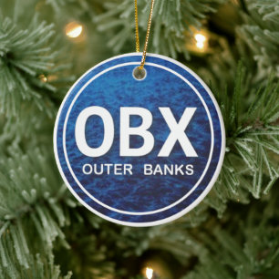 Personalised OBX Outer Banks North Carolina Beach Ceramic Tree Decoration