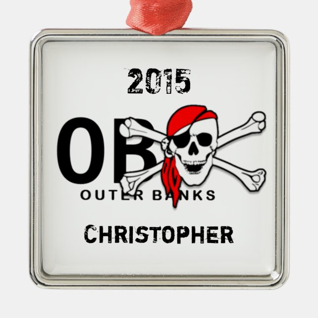 Personalised OBX Skull Crossbones Pirate Ornament (Front)