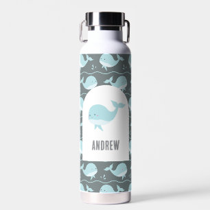 Personalised Ocean Animals Cute Whale Kids Pastel Water Bottle