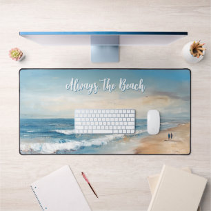 Personalised Ocean Beach Vacation Scene Desk Mat