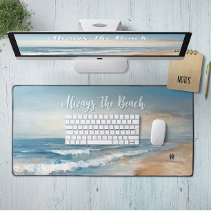 Personalised Ocean Beach Vacation Scene Desk Mat