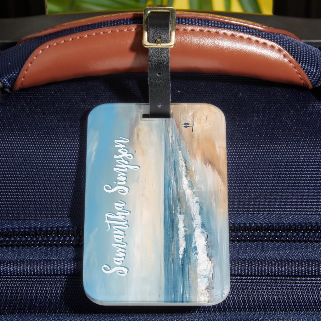 Personalised Ocean Beach Vacation Scene Luggage Tag (Front Insitu 2)