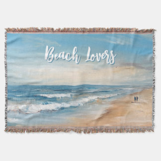 Personalised Ocean Beach Vacation Scene Throw Blanket