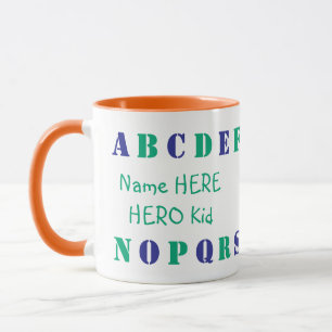 Personalised Ocean Green, Blue English Alphabet Mug