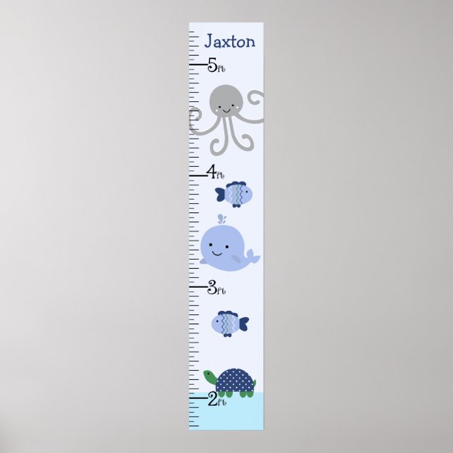 Personalised Ocean Life Blue Whale Growth Chart (Front)