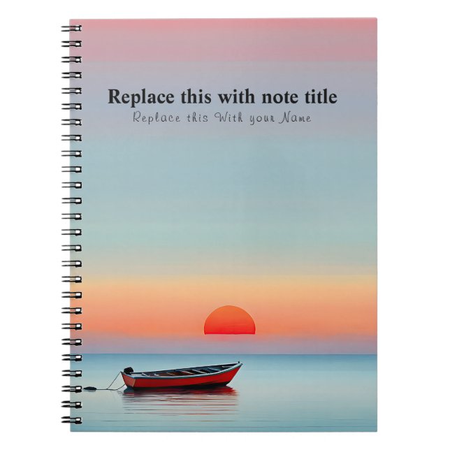 Personalised Ocean Sunset Notebook (Front)