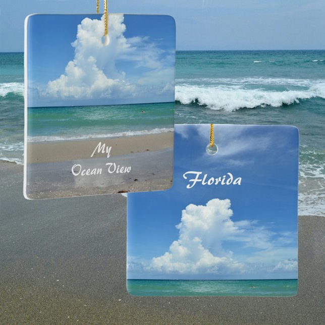 Personalised Ocean View Name Your Beach Ceramic Ornament (Creator Uploaded)