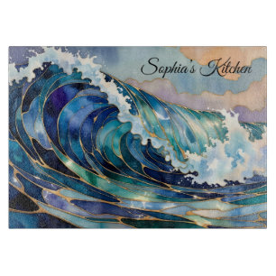 Personalised Ocean Wave Cutting Board Coastal