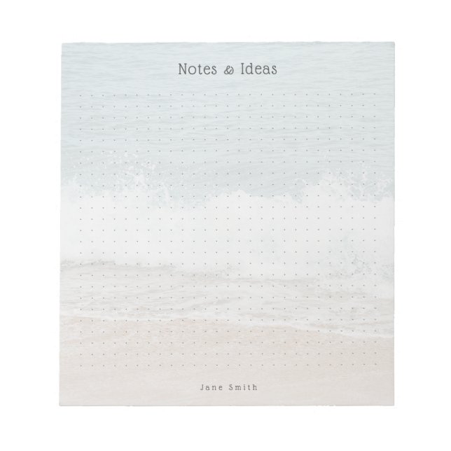 Personalised ocean waves aesthetic dot Grid Notepad (Front)