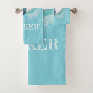 Personalised Ocean Whale Boy Bath Towel Set