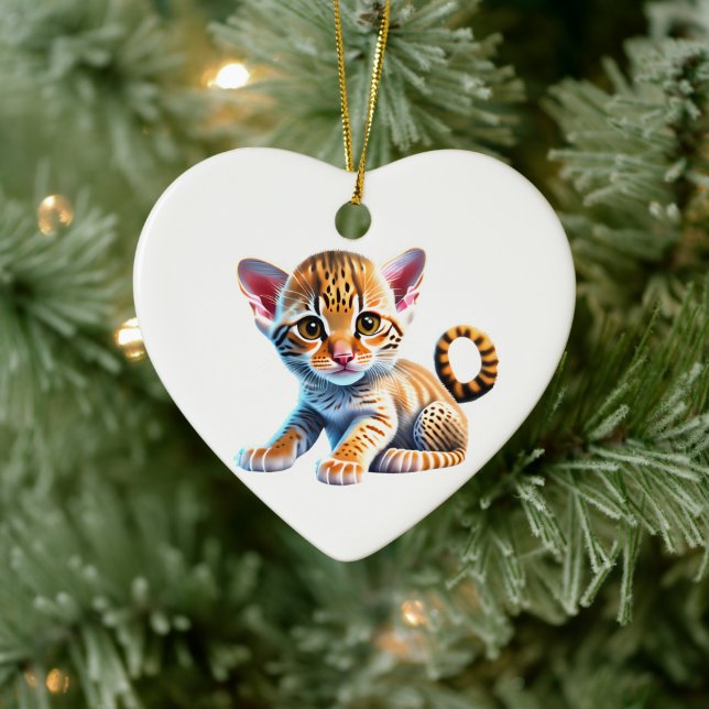 Personalised Ocicat Kitten Ceramic Tree Decoration (Tree)