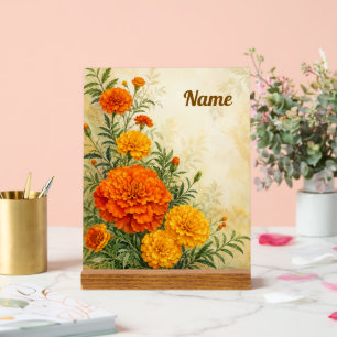 Personalised October Birth Flower Marigold Acrylic Sign