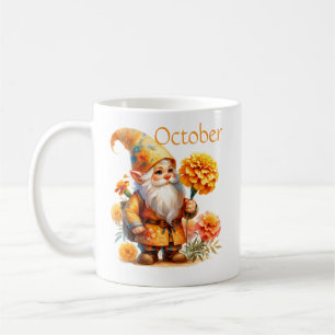 Personalised October Birth Month Garden Gnome  Coffee Mug