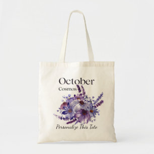 Personalised October Birthday Tote with Cosmos Bag