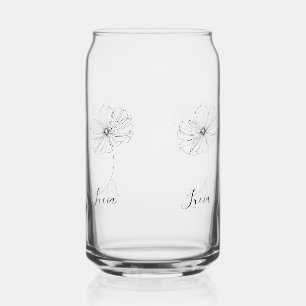 Personalised October Cosmos Birth Flower Gift  Can Glass