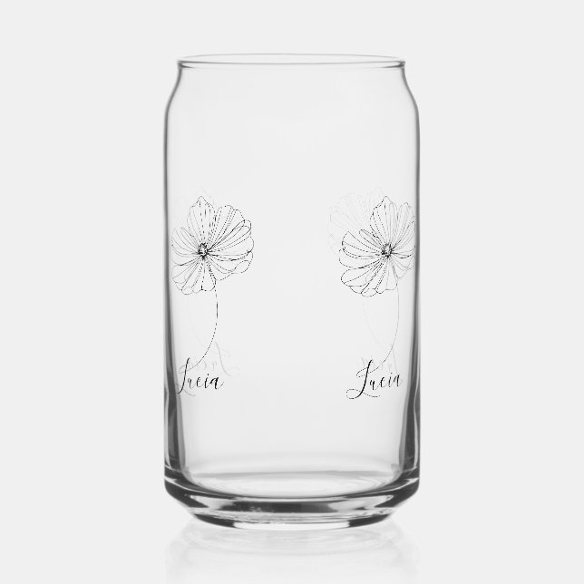 Personalised October Cosmos Birth Flower Gift  Can Glass (Front)