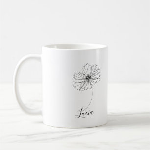 Personalised October Cosmos Birth Flower Gift  Coffee Mug
