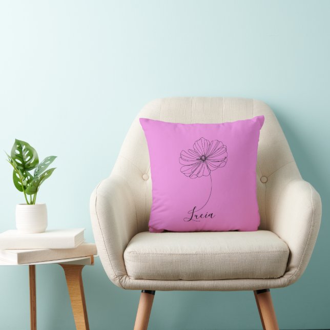 Personalised October Cosmos Birth Flower Gift  Cushion (Chair)