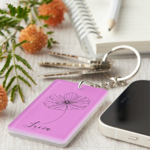 Personalised October Cosmos Birth Flower Gift Key Ring
