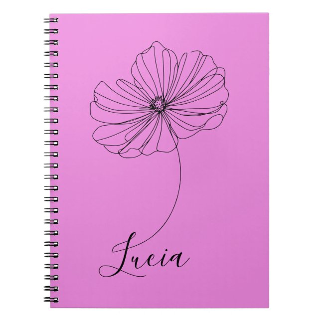 Personalised October Cosmos Birth Flower Gift  Notebook (Front)