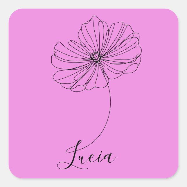 Personalised October Cosmos Birth Flower Gift  Square Sticker (Front)