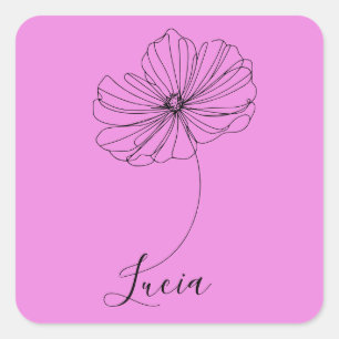 Personalised October Cosmos Birth Flower Gift Square Sticker