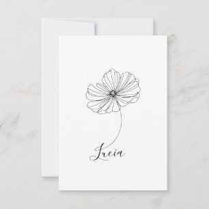 Personalised October Cosmos Birth Flower Gift  Thank You Card