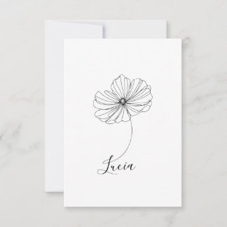 Personalised October Cosmos Birth Flower Gift Thank You Card