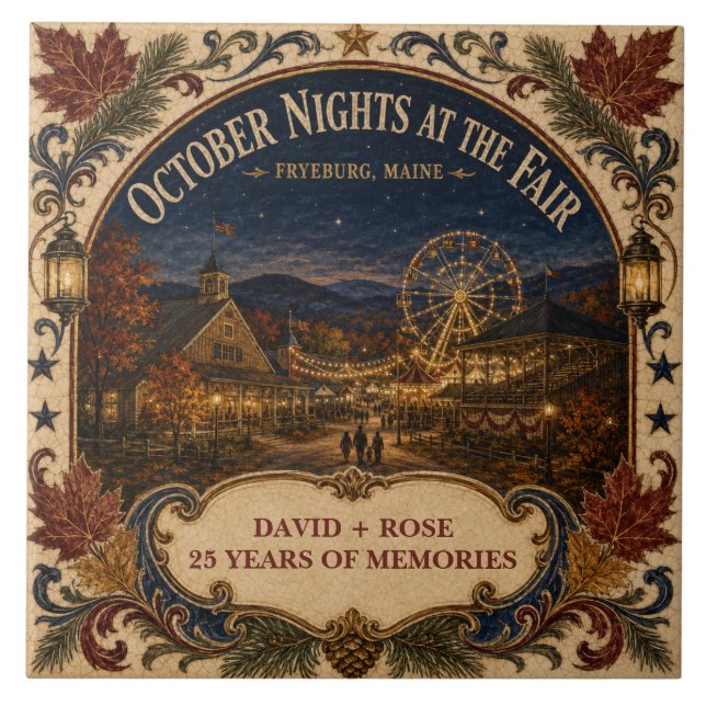 Personalised October Nights Fryeburg Fair Maine Tile (Front)