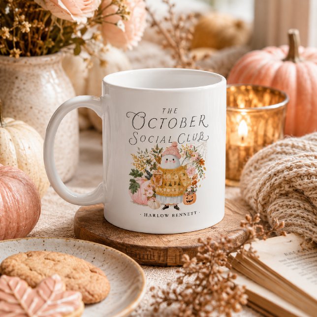 Personalised October Social Club Ghost Mug (Creator Uploaded)