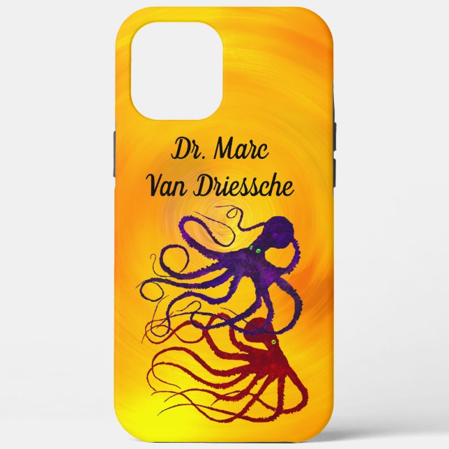 Personalised Octopi On Yellow - Tough Phone Case (Back)