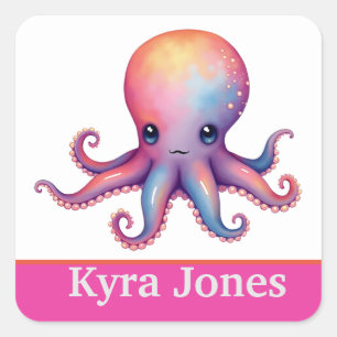 Personalised octopus stickers colourful