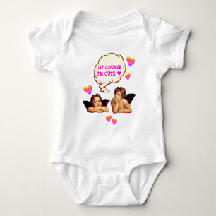 Personalised OF COURSE I'M CUTE Cherub Angel Baby Bodysuit