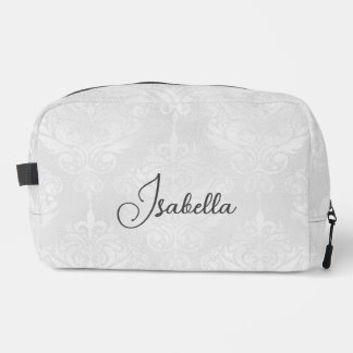 Personalised off white damask style elegant dopp kit