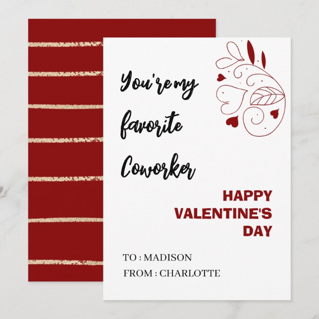  Personalised Office Coworker Valentines Day Card (Front/Back)