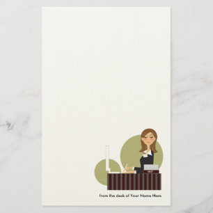 Personalised Office Girl Stationery