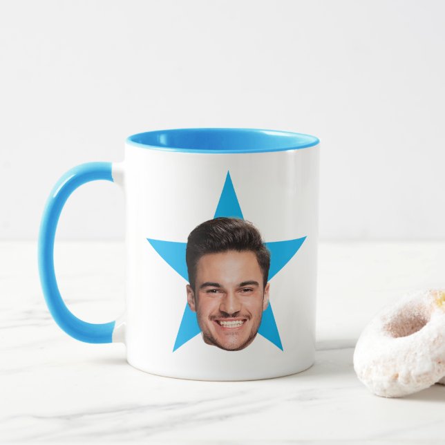 Personalised Office Star Face Mug (With Donut)