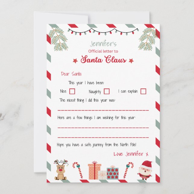 Personalised Official Letter to Santa North Pole Invitation (Front)