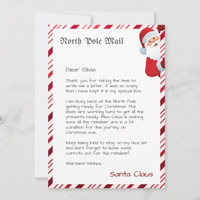 Personalised Official North Pole Letter From Santa Invitation (Front)
