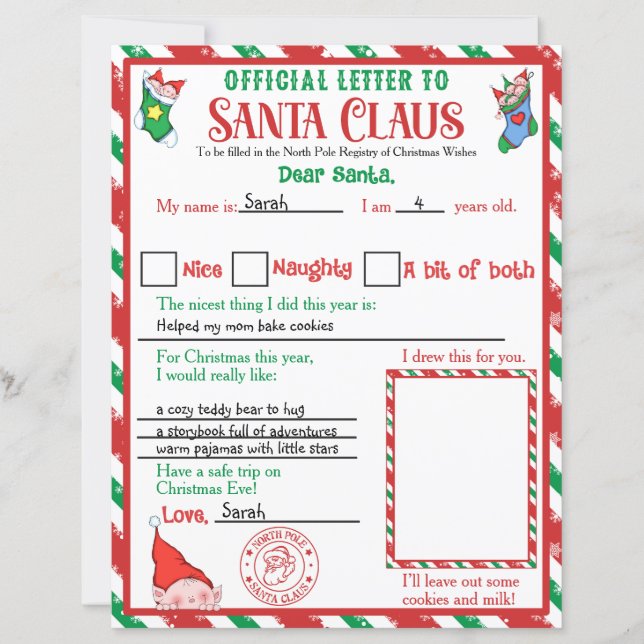 Personalised Official North Pole Letter to Santa (Front)