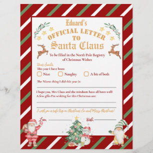 Personalised Official North Pole Letter To Santa F Flyer