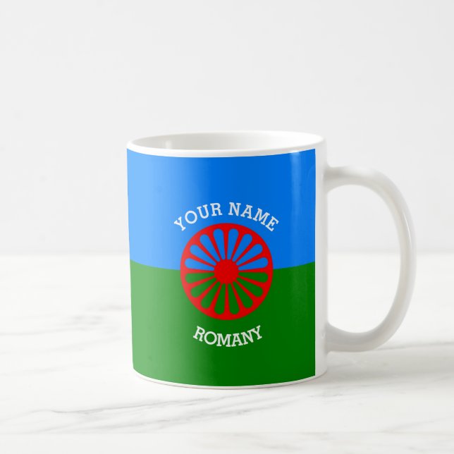 Personalised Official Romany gypsy travellers flag Coffee Mug (Right)