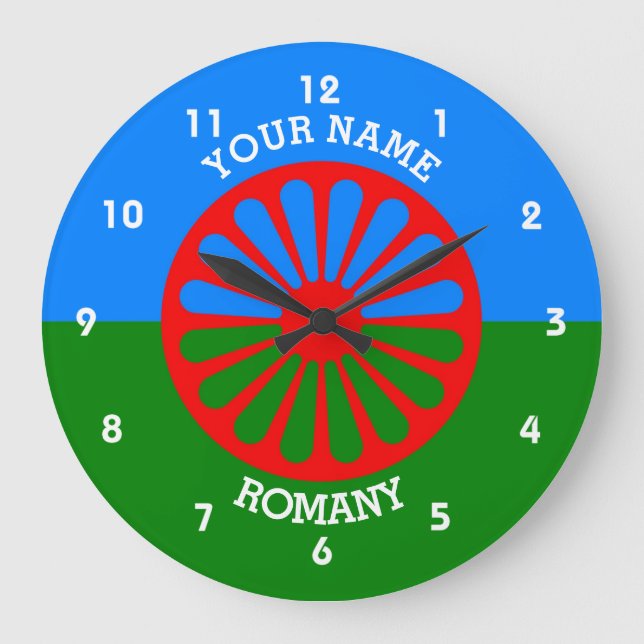 Personalised Official Romany gypsy travellers flag Large Clock (Front)