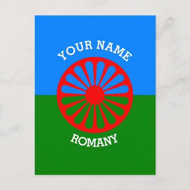 Personalised Official Romany gypsy travellers flag Postcard (Front)