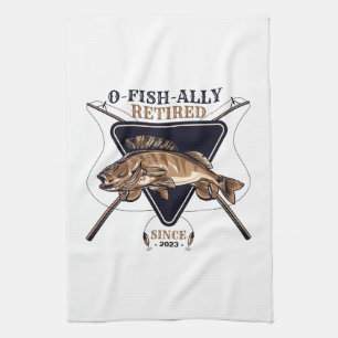 Personalised Ofishally Retired Funny Retirement Tea Towel