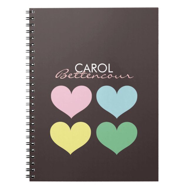 Personalised Oh So Lovely Modern Hearts Notebook (Front)