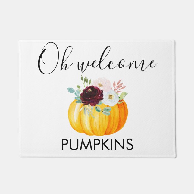 Personalised Oh Welcome Pumpkins Thanksgiving Doormat (Front)