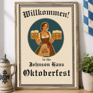 Personalised Oktoberfest Welcome Sign Bavarian Par