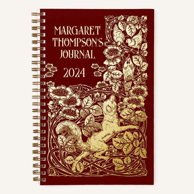 Personalised Old Book Reynard Fox Dotted Journal (Front)