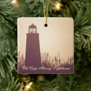 Personalised Old Cape Henry Lighthouse Christmas Ceramic Ornament